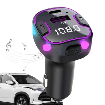 Адаптер автомобильного Плеера Автомобильная Громкая связь Bluetooth-Совместимый FM-Передатчик Беспроводной Музыкальный Плеер USB Type C И Подсветка Быстрое Зарядное Устройство