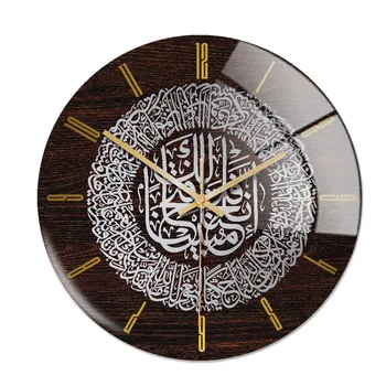 Акриловые исламские настенные часы 30 см, мусульманский домашний декор, настенные часы с каллиграфией, искусство украшения стен, внутренние настенные часы (серебристый)