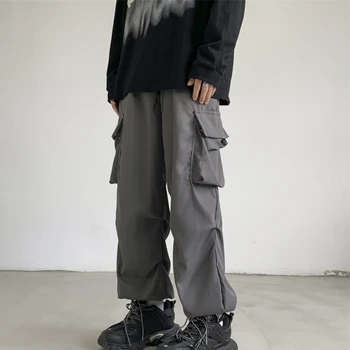 Американский комбинезон для хай-Стрит, весна-осень, повседневные прямые брюки с завязками в стиле хип-хоп, Мужская Нижняя Мужская одежда