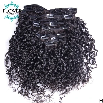 Афро-Кудрявые заколки для наращивания человеческих волос, Монгольские Кудрявые заколки для наращивания человеческих волос 150 г Натуральный Черный