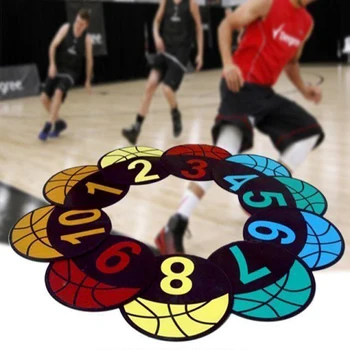 Баскетбольный точечный маркер, красочные противоскользящие резиновые спортивные тренировочные маркеры, 9 дюймов Круглых плоских точек с цифрами, Тренировочное маркерное поле