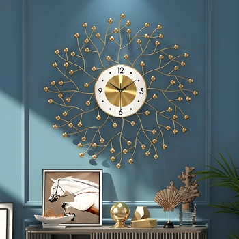 Большие Роскошные Настенные часы Simple Art Кварцевые Креативные Бесшумные Золотые Настенные часы Металлические Reloj De Pared Moderno Home Decoration DB60WC