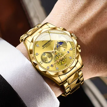 Брендовые мужские кварцевые часы с бриллиантами, Механизм с автоподзаводом, Деловые Ручные Часы, Водонепроницаемые Креативные Персонализированные спортивные наручные часы