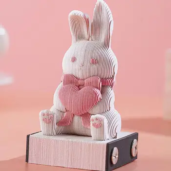 Бумага для Заметок 3D Bunny Memo Бумага для Блокнота 3D Art Оторвите Бумагу, чтобы показать Bunny Cube Бумагу для Заметок Rabbit Kawaii Настольные Аксессуары