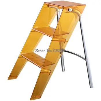 Бытовая многофункциональная прозрачная складная лестница Nordic acrylic телескопическая внутренняя противоскользящая трехступенчатая педаль для лестницы