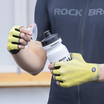 Велосипедные перчатки ROCKBROS с полупальцами, Ударопрочные, Износостойкие, дышащие MTB, велосипедные перчатки для шоссейных велосипедов, Мужское Спортивное велосипедное снаряжение