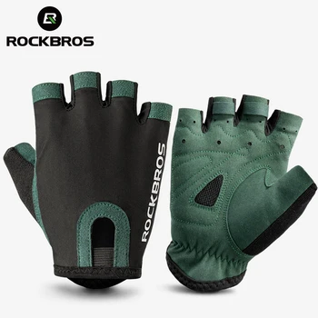 Велосипедные перчатки ROCKBROS из дышащей пото-впитывающей сетки, велосипедные полуперчатки для мужчин и женщин, спортивные велосипедные перчатки из эластичной ткани