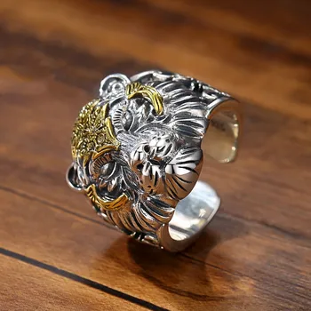 Винтажное кольцо с властной головой тигра для мужчин, модные украшения с животными, регулируемое отверстие, хип-хоп индивидуальность, аксессуары tide