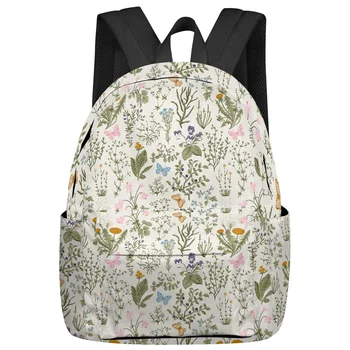 Винтажные школьные сумки для студентов с травянистой цветочной текстурой, рюкзак для ноутбука, изготовленный на заказ для мужчин, женщин, женские дорожные сумки Mochila