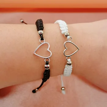 Винтажный модный браслет ручной работы с простой бабочкой в стиле Очаровательного сердца, Парный браслет из плетеной веревки