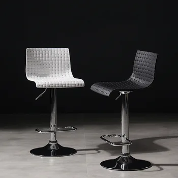Водонепроницаемый белый барный стул, современный черный Минималистичный барный стул с высокой спинкой, дизайн дискового основания, столы для бара, предметы домашнего обихода