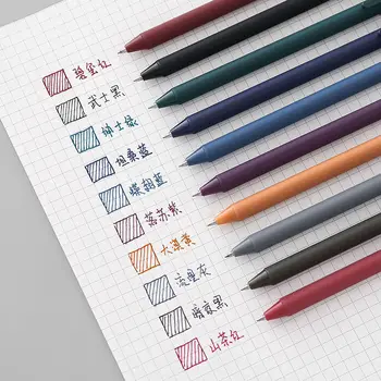 Выдвижная гелевая ручка ретро-цвета, для плавного письма, быстросохнущая, 0,5 мм, маркировочная ручка с красочными чернилами