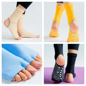 Высокоэластичные нескользящие танцевальные носки, удобные дышащие носки средней длины, женские однотонные спортивные носки на полпальца