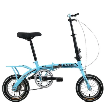 Городской велосипед для взрослых, 12-дюймовый Складной велосипед, рама из высокоуглеродистой стали, Чувствительные Передние и задние Двойные тормоза, Спицевое колесо