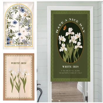 Дверная занавеска в скандинавском стиле, короткая занавеска с цветочным принтом, подвесные шторы для гостиной, декор перегородки в спальне, Драпировка