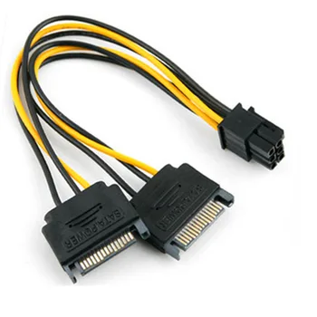 Двойной разъем SATA 15Pin M к PCI-e 6-Контактный Разъем F Кабель Питания Видеокарты Для EVGA ASUS, подключаемый к Видеокарте (VGA)
