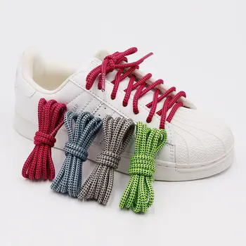Двухцветные Однотонные шнурки в тонкую полоску, Четырехцветная Повседневная обувь, Круглые шнурки, Пластиковые наконечники для шнурков, Подходящие для Ношения шнурков мужчинами и женщинами