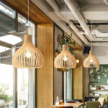 Деревянные подвесные светильники для кухни ресторана, магазина, бара, подвесной светильник Wood Japan, потолочные люстры, светильник для украшения чайного домика