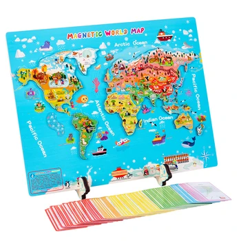 Деревянный пазл с картой мира с национальными флагами на обороте и 92 флеш-картами стран, обучающая игрушка по географии, пазлы для изучения географии