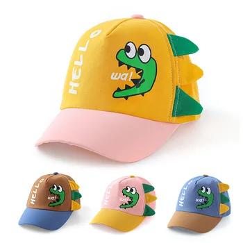 Детская бейсболка для мальчиков и девочек с мультяшным динозавром, Детская шляпа с регулируемым солнцезащитным козырьком, весенне-летняя шляпа для малышей от 1 до 4 лет