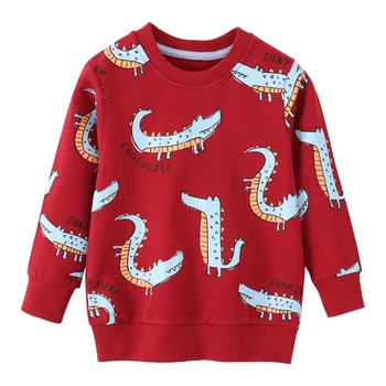 Детская одежда с динозавром из аниме, футболка для мальчиков и девочек, хлопковый топ с длинными рукавами, осенне-зимний повседневный свитер, толстовки с круглым вырезом.