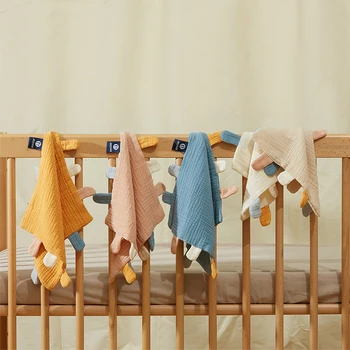 Детские Детские марлевые успокаивающие полотенца, одеяло-стеганое одеяло из чистого хлопка с супер мягкой этикеткой, игрушка для сна младенцев для мальчиков и девочек малышей.
