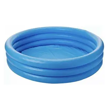 Детский бассейн Портативный синий надувной бассейн с тремя кольцами 114X25 см, детский безопасный круглый детский бассейн с принтом в виде ананаса