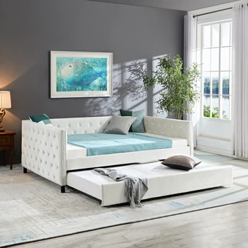 Диван-кровать с улучшенной бархатной обивкой, двуспальная кушетка на пуговицах, диван-кушетка с выдвижным ящиком, для внутренней мебели для гостиной