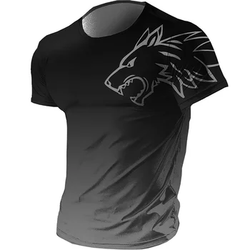 Дизайнерская уличная футболка с 3D принтом, винтажная мужская футболка с изображением животного Волка, Летняя повседневная спортивная рубашка оверсайз, мужская одежда