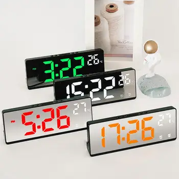 Дисплей температуры Пластиковое Зеркало для управления временем Настольный Цифровой Будильник Электронные Часы Предметы домашнего обихода