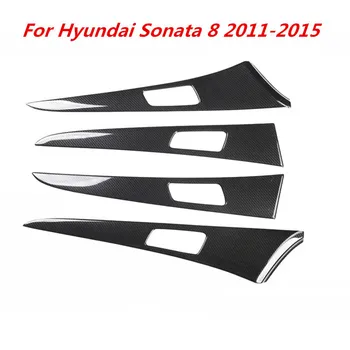 Для Hyundai Sonata 8 2011-2015 Внутренняя отделка автомобиля в стиле углеродного волокна, защитная наклейка на дверную ручку, панель ABS