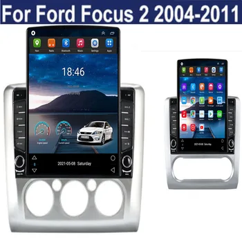Для Tesla Style 2Din Android 12 Автомагнитола Ford focus 2 Mk2 2004-2011 Мультимедийный Видеоплеер GPS Стерео Carplay DSP RDS Cam
