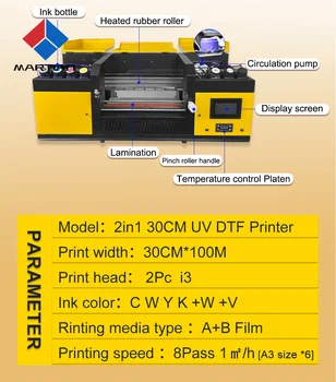 Доступный УФ-DTF-принтер формата А3 для креативной печати, может использоваться для большинства материалов, таких как шляпы, очки, камни