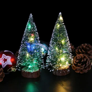 Елочные Украшения со светодиодной Подсветкой, Рождественский Стол, Украшение рабочего стола, Зеленый Иней Со светодиодной подсветкой, Сосновые Иголки, Рождественская Елка