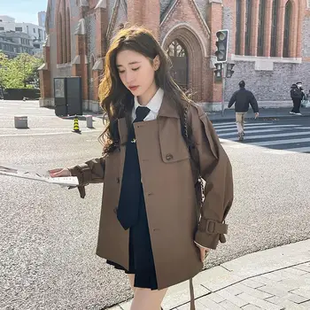 Женская ветровка SuperAen из искусственной кожи, женская весенне-осенняя куртка в корейском стиле, пальто, топы
