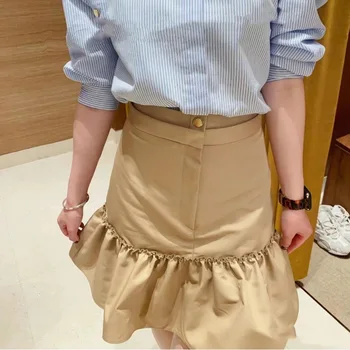 Женская мини-юбка с оборками и высокой талией, повседневная Jupe