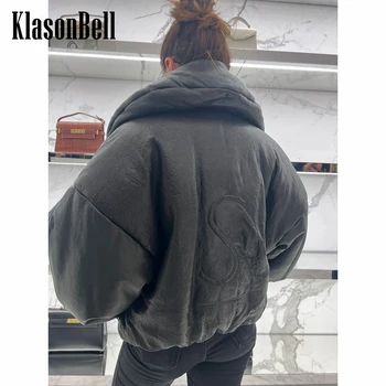 Женская Модная куртка из искусственной кожи с надписью KlasonBell черного цвета 9,6 дюймов на спине