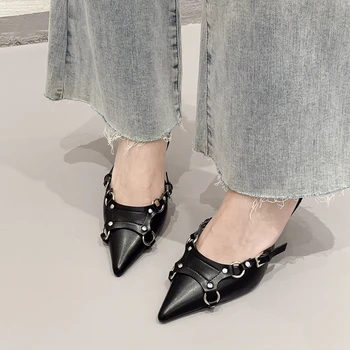 Женская обувь на тонком высоком каблуке, новинка лета 2023, модные женские босоножки, вечерние горки с острым носком, элегантная обувь, женские туфли-лодочки
