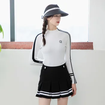 Женская одежда для гольфа 2023, Новый осенне-зимний вязаный свитер с длинными рукавами, рубашка для тренировок по бадминтону и теннису, верхняя одежда в корейском стиле