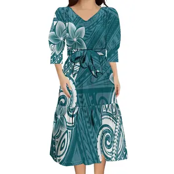 Женская одежда на заказ полинезийского производства, Летнее платье с коротким рукавом, Повседневная короткая юбка, Свободная юбка, Новое модное женское платье 2023