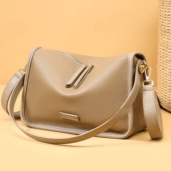 Женская сумка через плечо из 100% натуральной кожи, сумки через плечо большой емкости, роскошная дизайнерская сумка, женская однотонная сумка-тоут