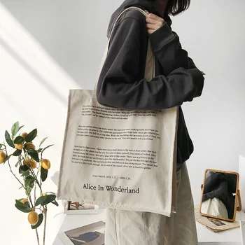 Женская холщовая сумка через плечо, сумки для покупок на каждый день с принтом сказок, Студенческая сумка для книг, сумки из плотной хлопчатобумажной ткани, сумка-тоут для девочек