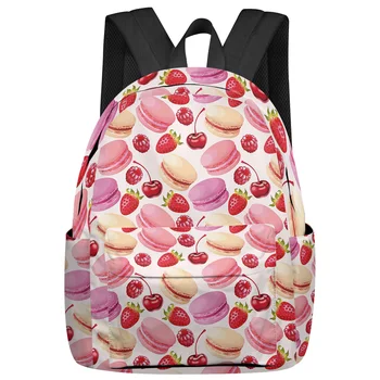 Женские и мужские рюкзаки Macarons и Strawberries Водонепроницаемый школьный рюкзак для студентов Мальчиков и девочек, Набор для ноутбука и книг Mochilas