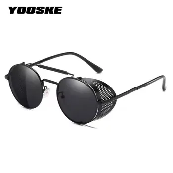 Женские и мужские солнцезащитные очки Yooske, панк-паровые солнцезащитные очки, незаменимые круглые солнцезащитные очки для прогулок
