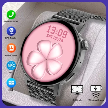 Женские Мини-Смарт-часы AI Voice Assistant Женская Беспроводная Зарядка Bluetooth Вызов NFC ЭКГ GPS Отслеживание Smartwatch VS HUAWEI GT