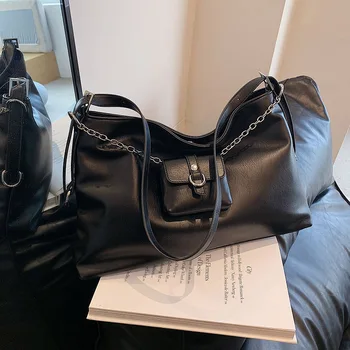 Женские сумки через плечо большой емкости из искусственной кожи, новая тенденция 2023 года, женская сумочка на цепочке, модная сумка через плечо