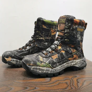 Зимние камуфляжные тактические ботинки Мужские Оксфордские водонепроницаемые военные ботинки Мужские уличные треккинговые ботинки на толстой резиновой подошве Охотничьи ботинки