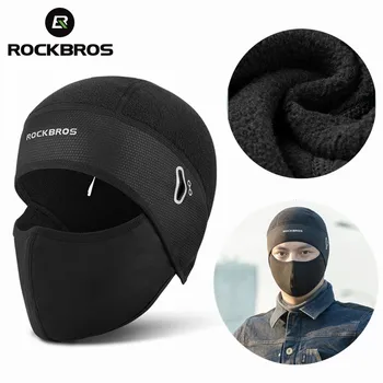 Зимние шапки ROCKBROS, Велосипедная балаклава, Велосипедная кепка, бандана с отверстиями для очков, Спортивная повязка на голову для бега, Ветрозащитная маска для верховой езды, сохраняющая тепло