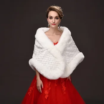Зимняя шаль, теплый и плюшевый большой плащ, модное белое свадебное платье для новобрачных, меховая шаль, свадебная накидка torera mujer 볼레로가디건 bodas