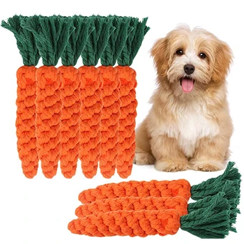 Игрушки для жевания собак Для маленьких средних собак, игрушка для чистки зубов, Забавная тренировка на открытом воздухе, устойчивая к укусам Хлопковая веревка, игрушки в форме моркови